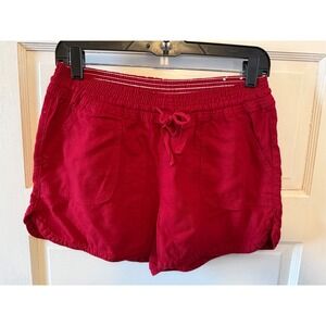 Maurices Red Linen Blend Elastic Waist Shorts Womens size Medium coastal